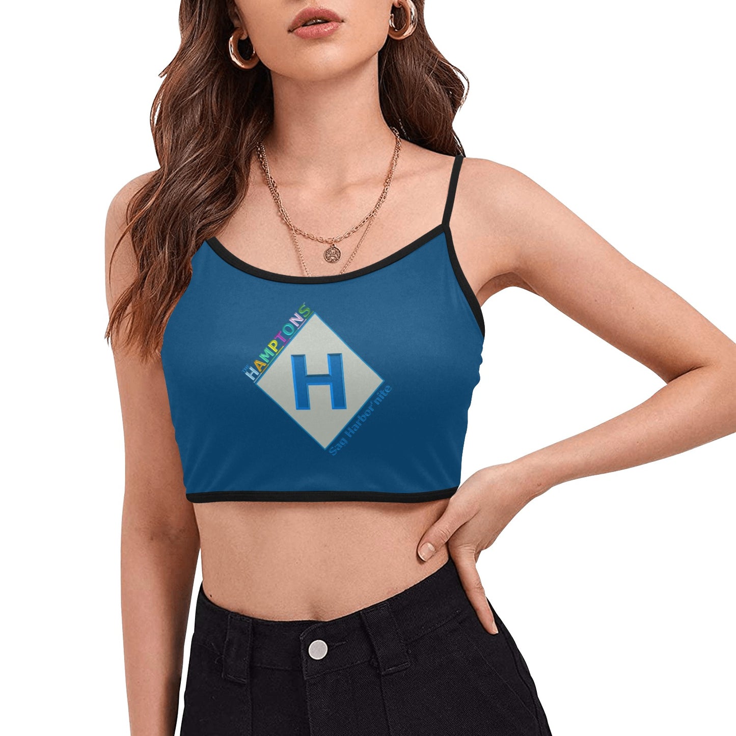 Sag Harbor'nite "Harbor Blue" Women's Spaghetti Strap Crop Top