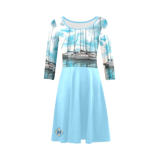 Sag Harbor'nite "STORMY MONDAY" Women's 3/4 Sleeve Sundress