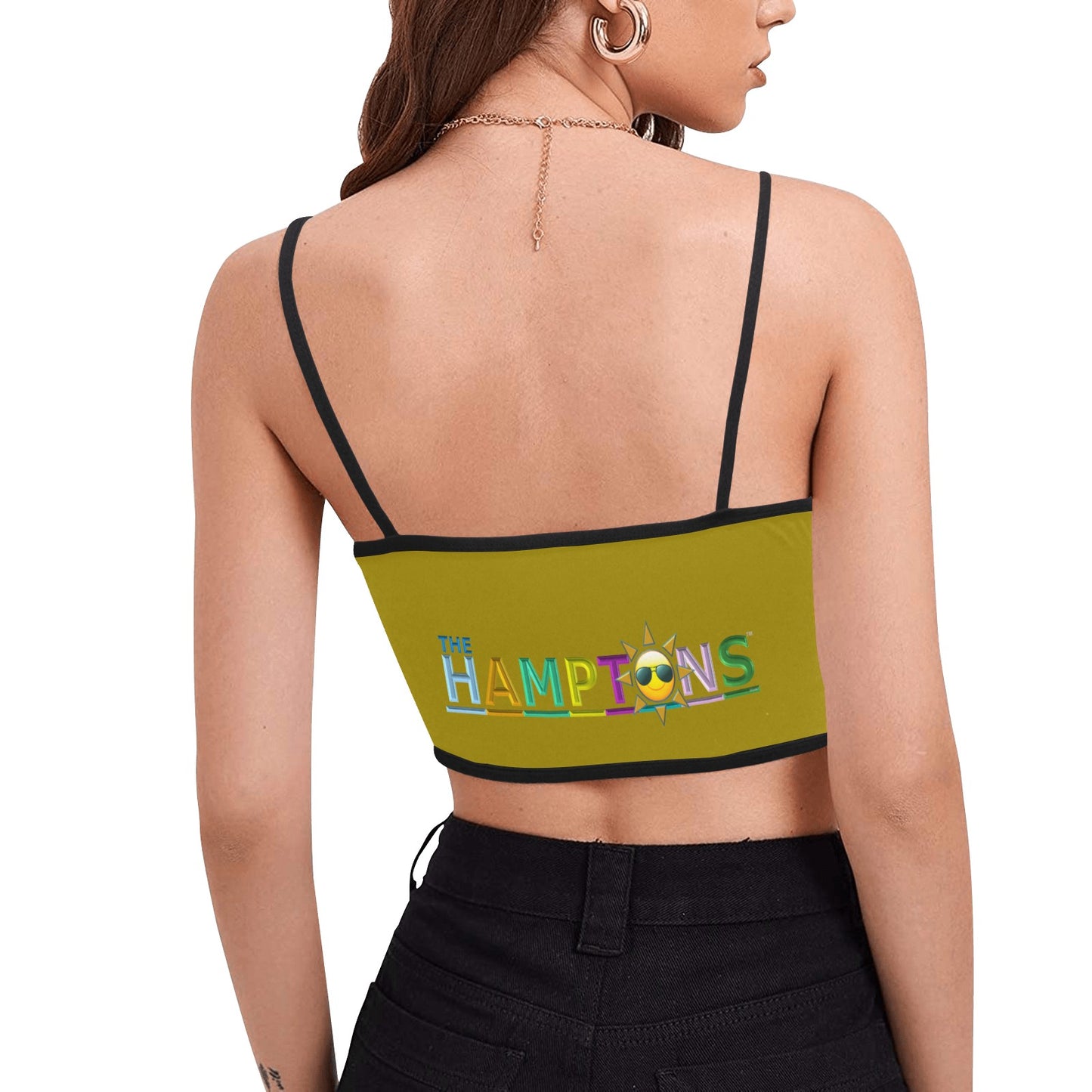 East Hamptonite "Main Beach Tide Line" Women's Spaghetti Strap Crop Top
